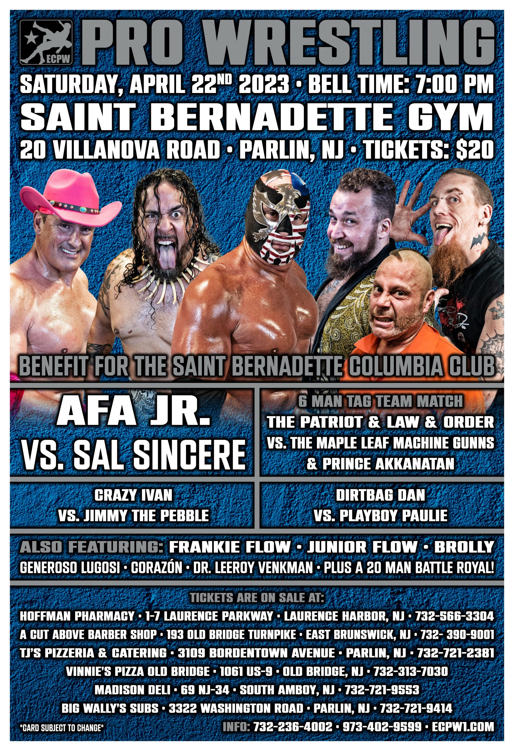 ECPW Live! Benefit for Saint Bernadette Columbia Club (Saturday, April